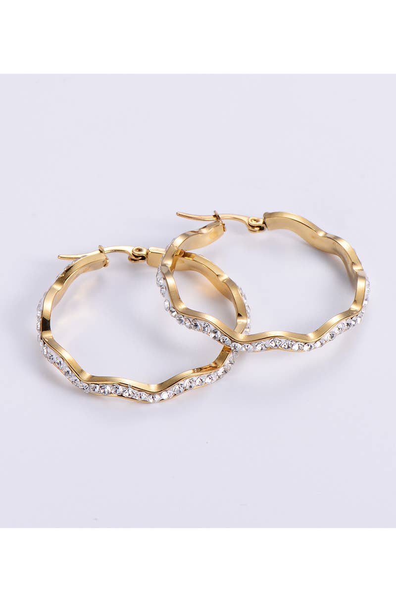 18K GOLD PLATED STAINLESS STEEL EARRINGS_CWAJE0396: GOLD / (60X60mm) 1