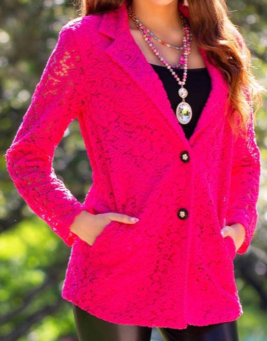 Hot Pink Lace Blazer