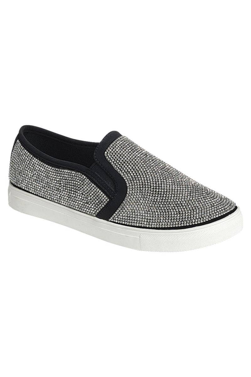 Black Rhinestone Slip on Shoe