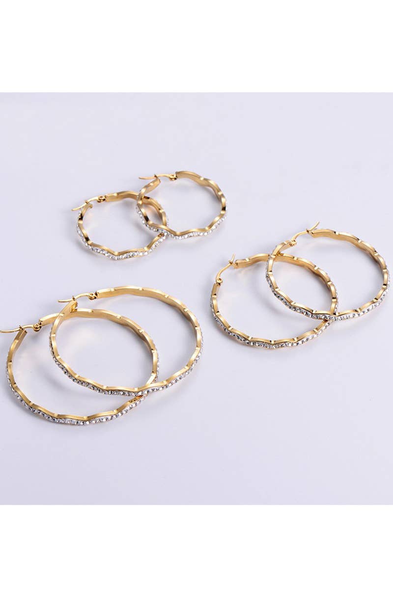 18K GOLD PLATED STAINLESS STEEL EARRINGS_CWAJE0396: GOLD / (60X60mm) 1