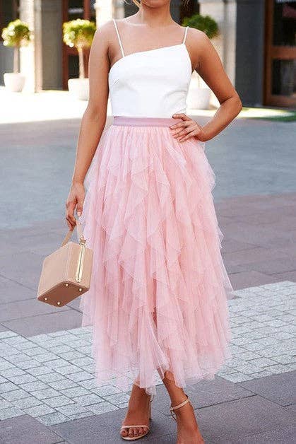PINK A-Line Long Tulle Skirts