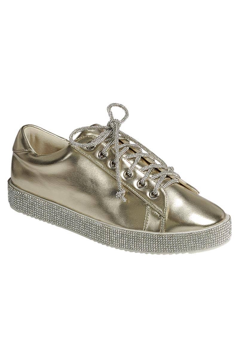 Gold Rhinestone Lace Shoe