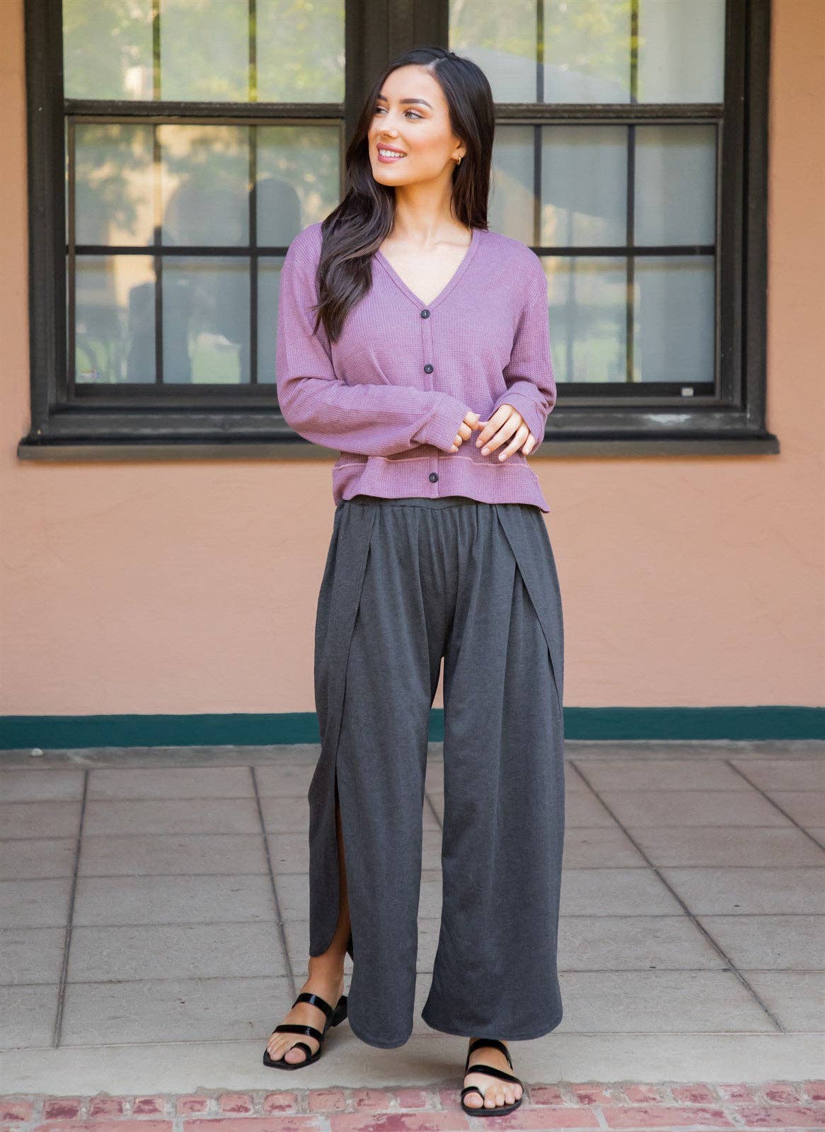 Channing Tulip Pants: Charcoal Gray