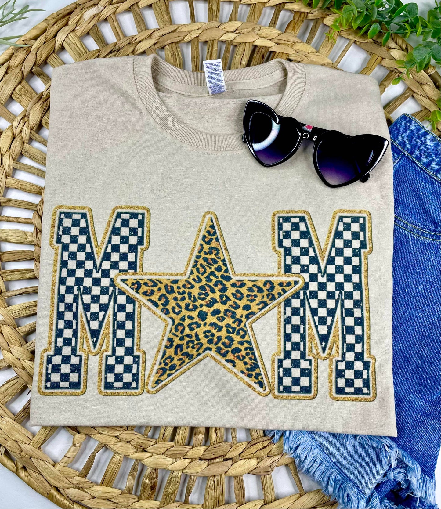 Mom Leopard Star T-Shirt