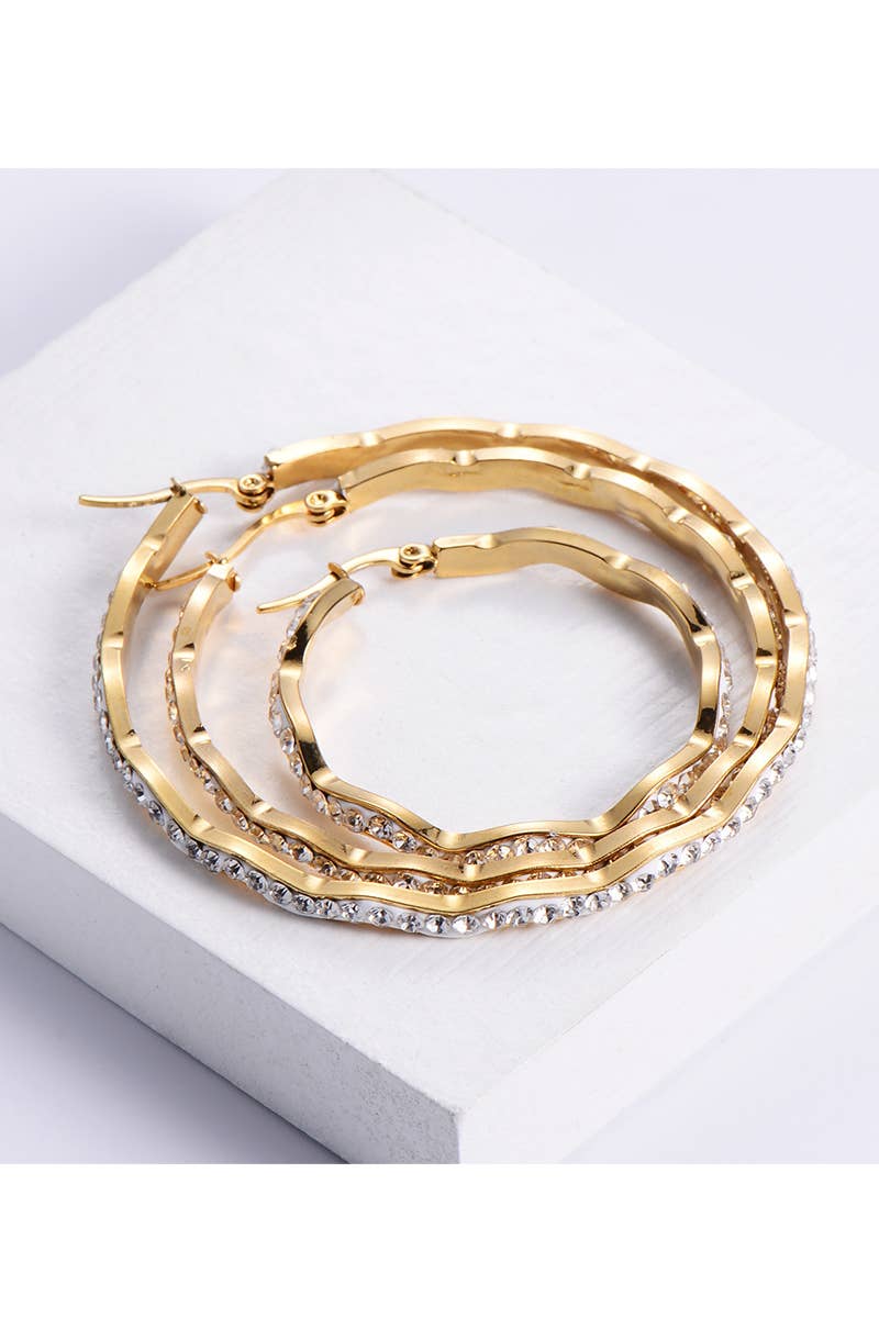 18K GOLD PLATED STAINLESS STEEL EARRINGS_CWAJE0396: GOLD / (60X60mm) 1