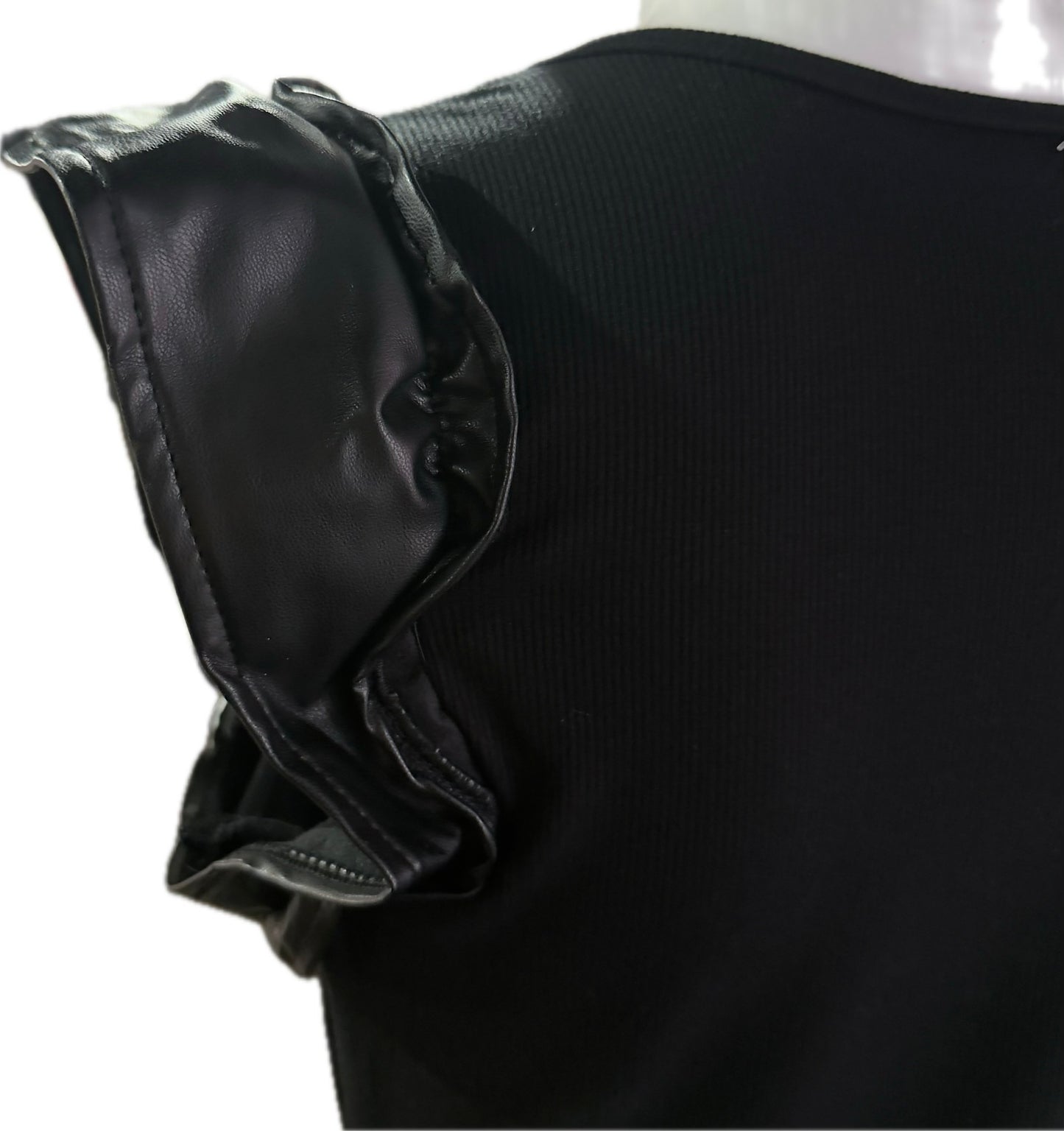 Onyx Ruffle Sleeve Ribbed Bodysuit
