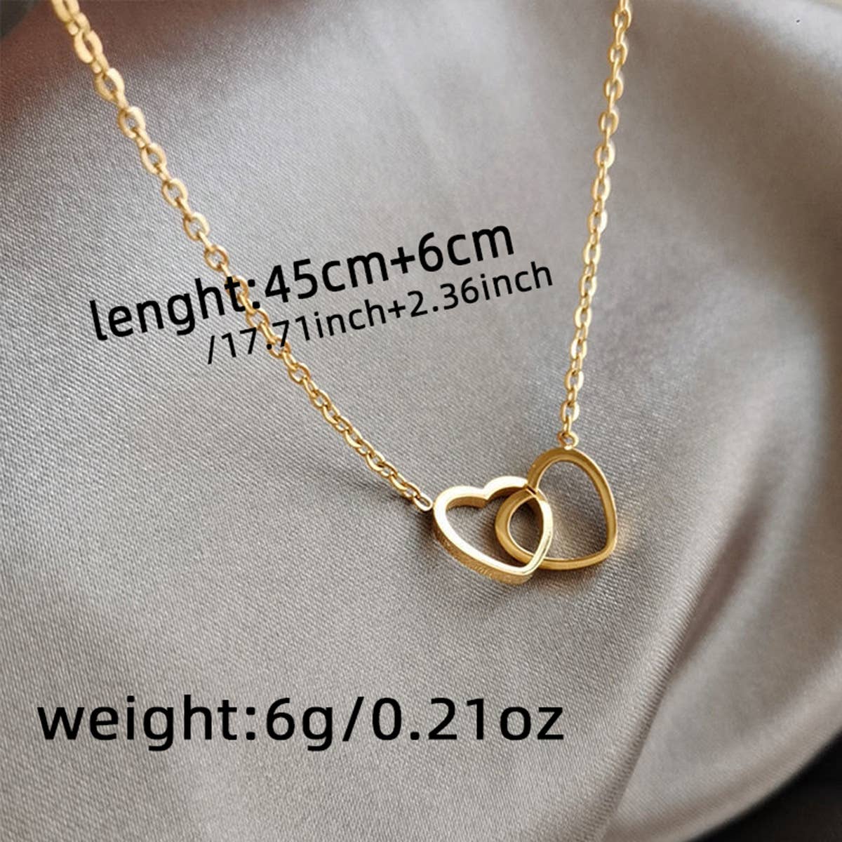 Cold wind design feeling double ring heart clavicle chain: Gold