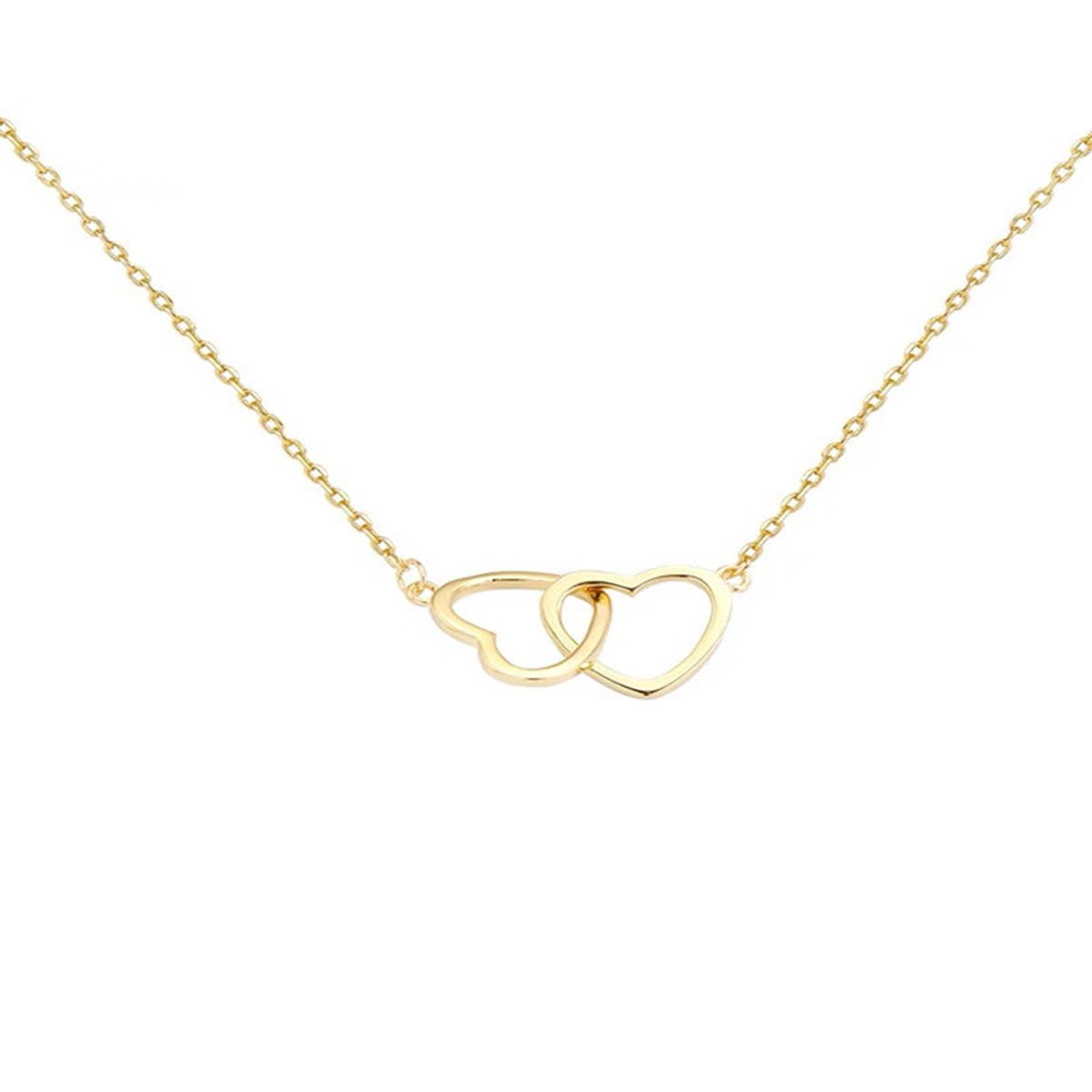 Cold wind design feeling double ring heart clavicle chain: Gold