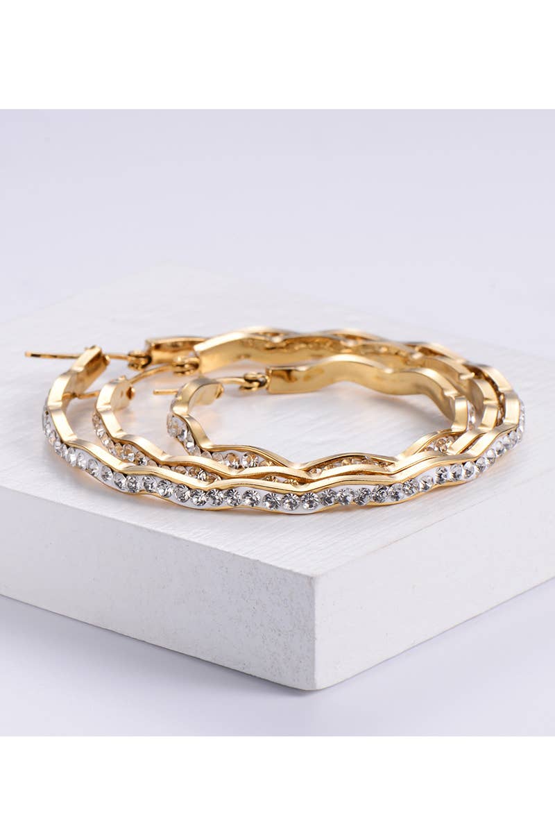 18K GOLD PLATED STAINLESS STEEL EARRINGS_CWAJE0396: GOLD / (60X60mm) 1