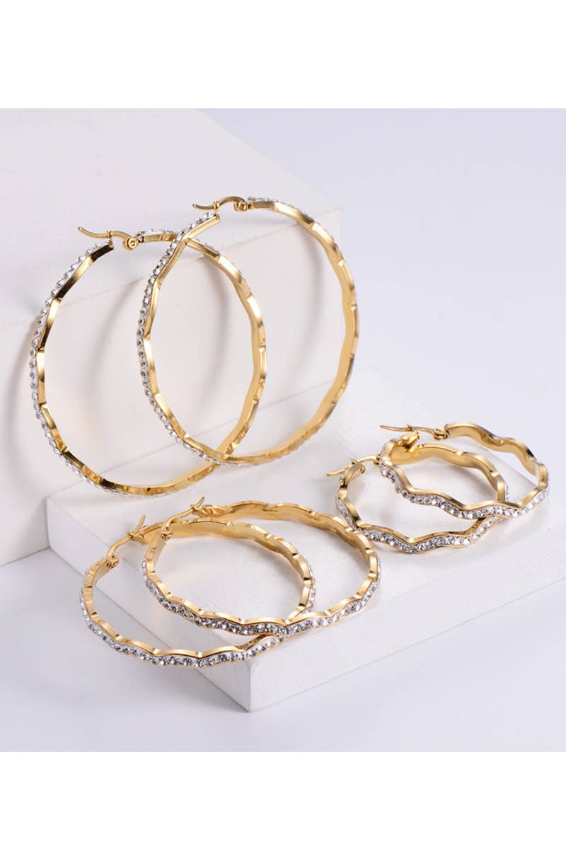 18K GOLD PLATED STAINLESS STEEL EARRINGS_CWAJE0396: GOLD / (60X60mm) 1