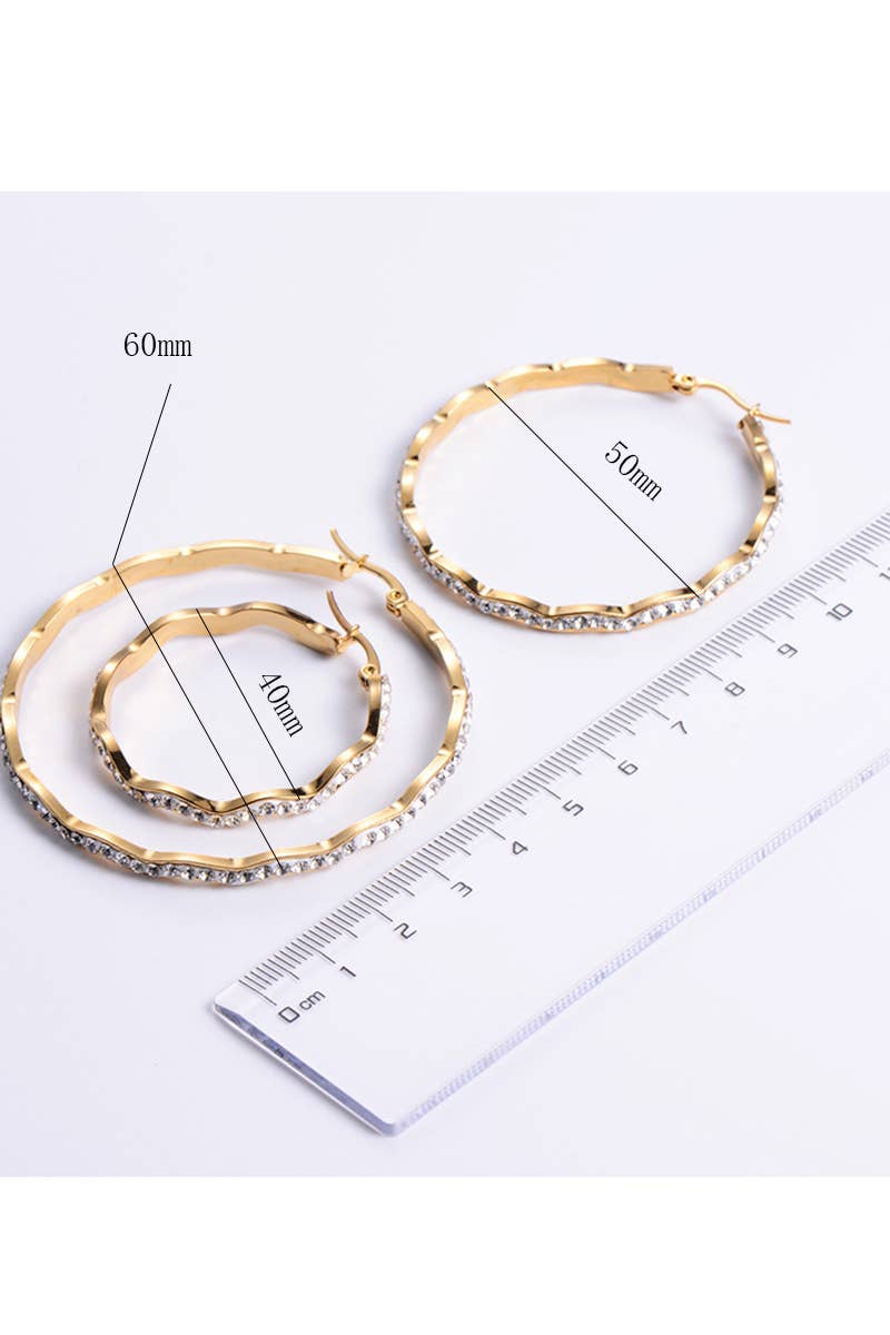18K GOLD PLATED STAINLESS STEEL EARRINGS_CWAJE0396: GOLD / (60X60mm) 1
