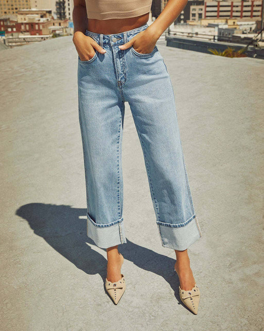 STRAIGHT LEG JEANS VINTAGE HIGH-WAISTED PANTS