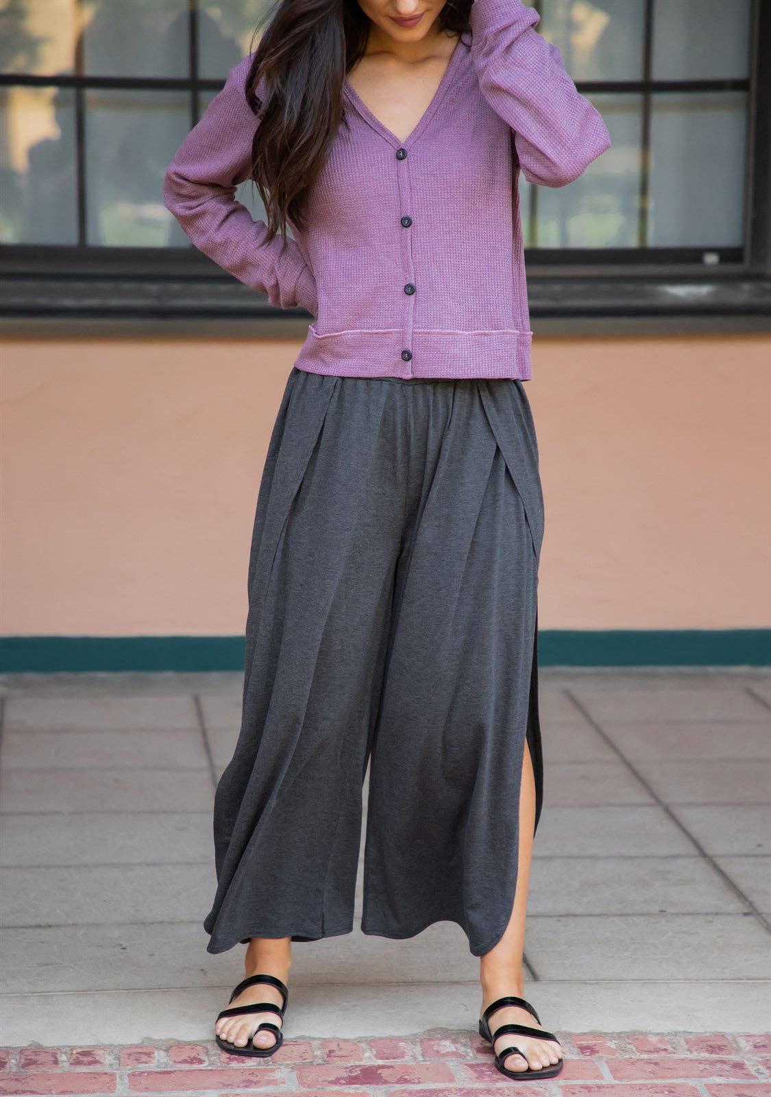 Channing Tulip Pants: Charcoal Gray