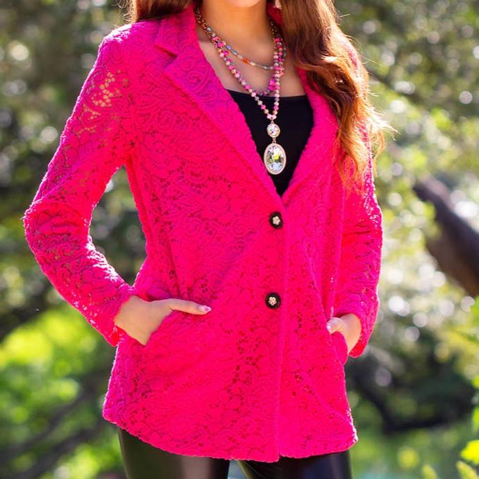 Hot Pink Lace Blazer