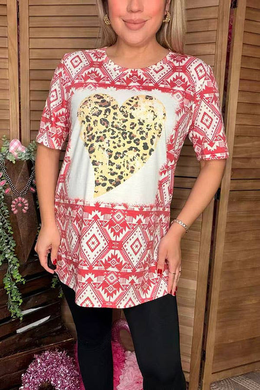 Leopard hearts & Aztec short sleeve