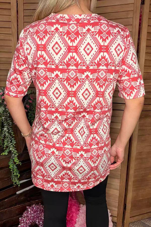 Leopard hearts & Aztec short sleeve