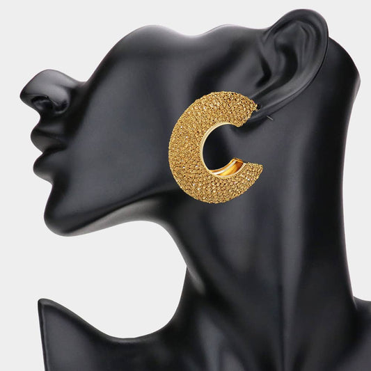 Rhinestone Studded Evening Hoop Earrings: Topaz