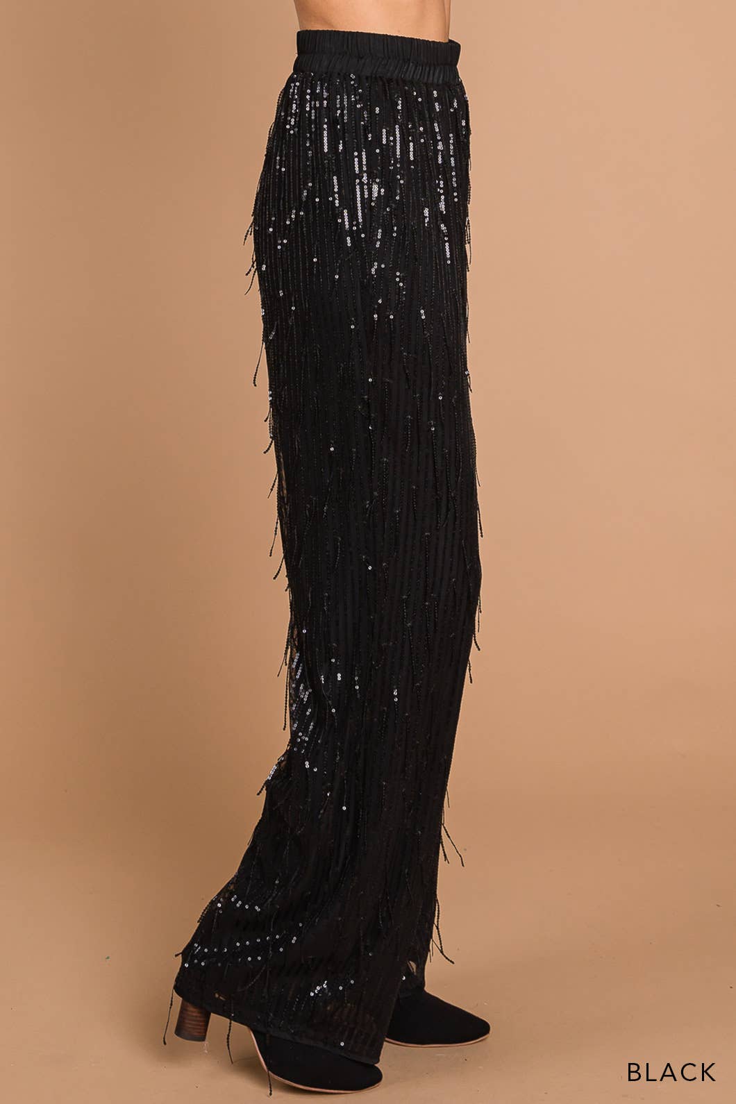 Women's Sequin Fabric Wide Leg Pants