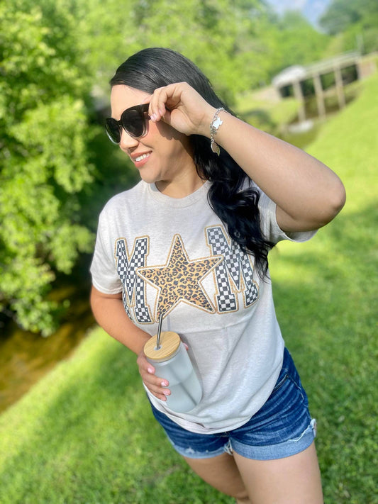 Mom Leopard Star T-Shirt