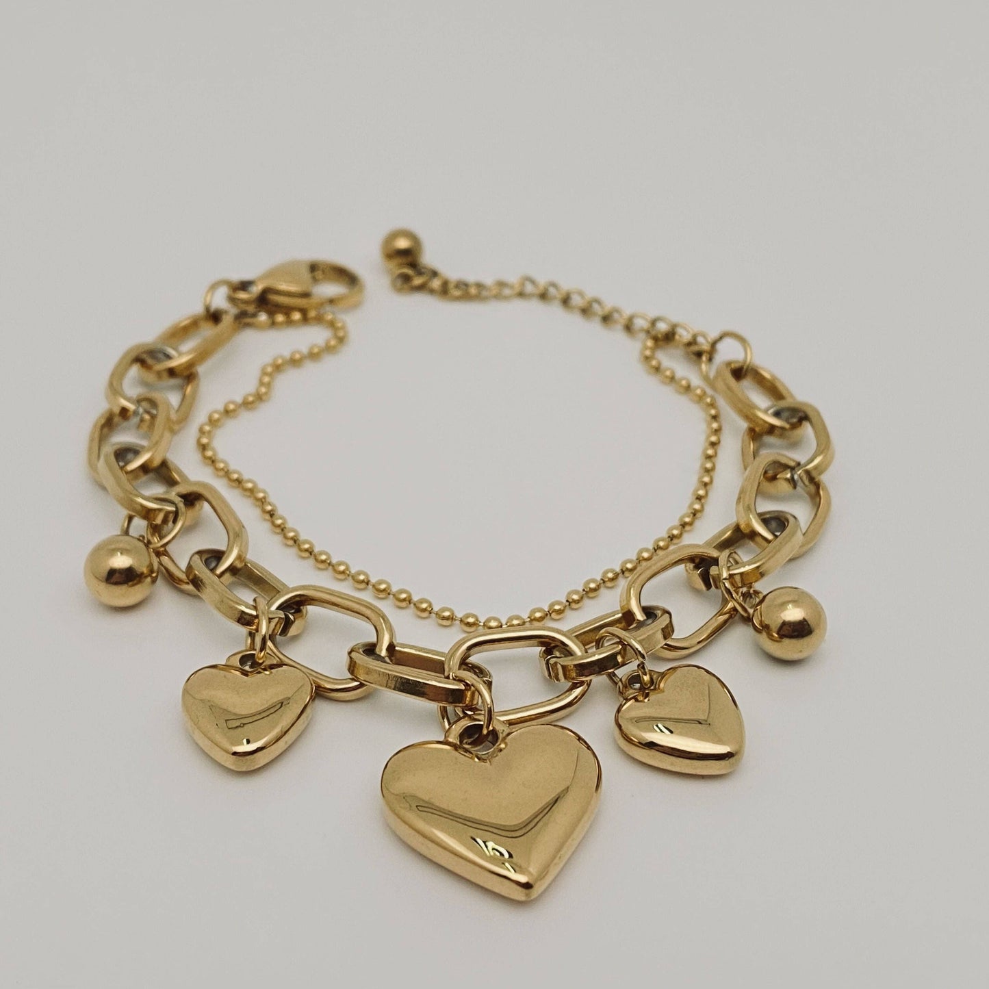Heart Shape Pendant Stainless Steel Gold-plated Bracelet: B