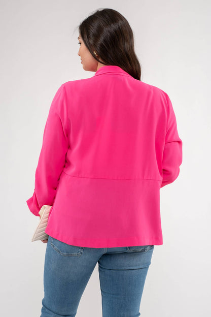 PLUS 3/4 ROUCHED SLEEVE BLAZER