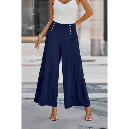 Elastic High Waist Wide Leg Long Palazzo Pants