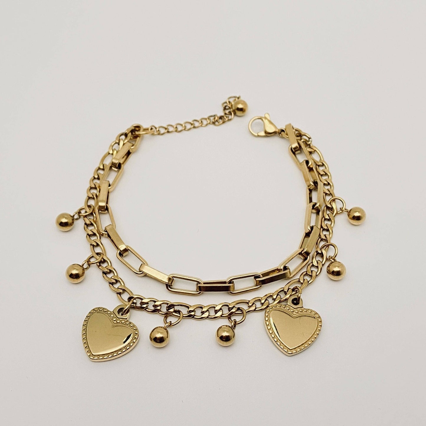 Heart Shape Pendant Stainless Steel Gold-plated Bracelet: B