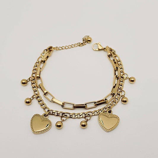 Heart Shape Pendant Stainless Steel Gold-plated Bracelet: B
