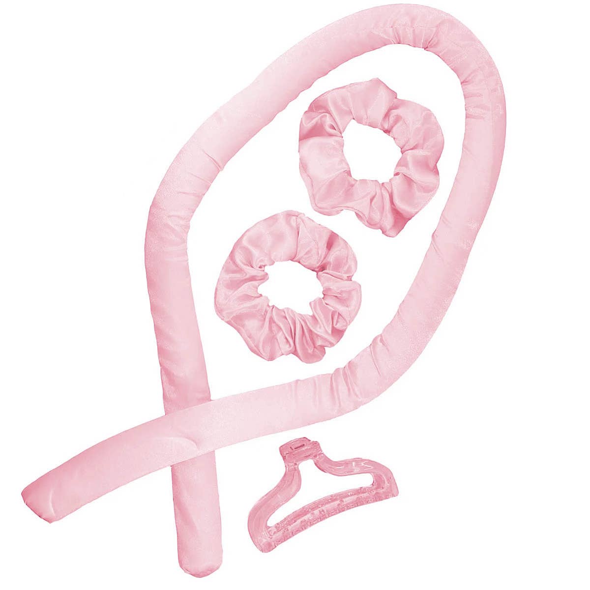 NEW 4pc Heatless Satin Curler Gift Set with bow and gift tag: PINK