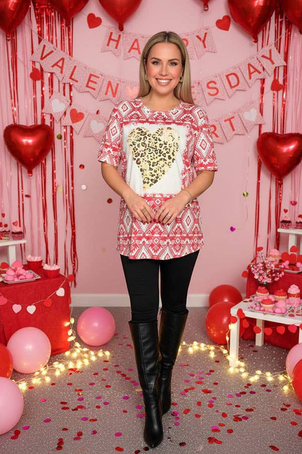 Leopard hearts & Aztec short sleeve