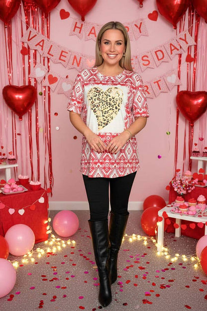 Leopard hearts & Aztec short sleeve