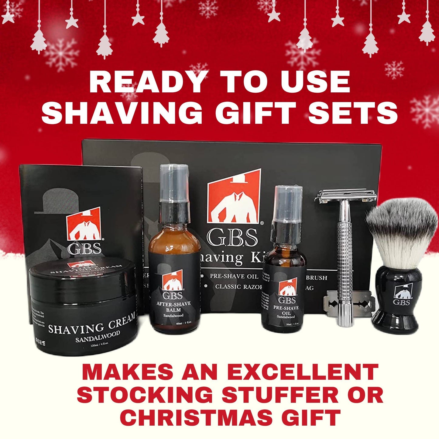 5 Piece shaving Kit - balm, brush, oil, razor, cream & bag