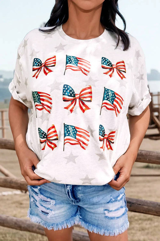 Patriotic Flag Bow Graphic Tee