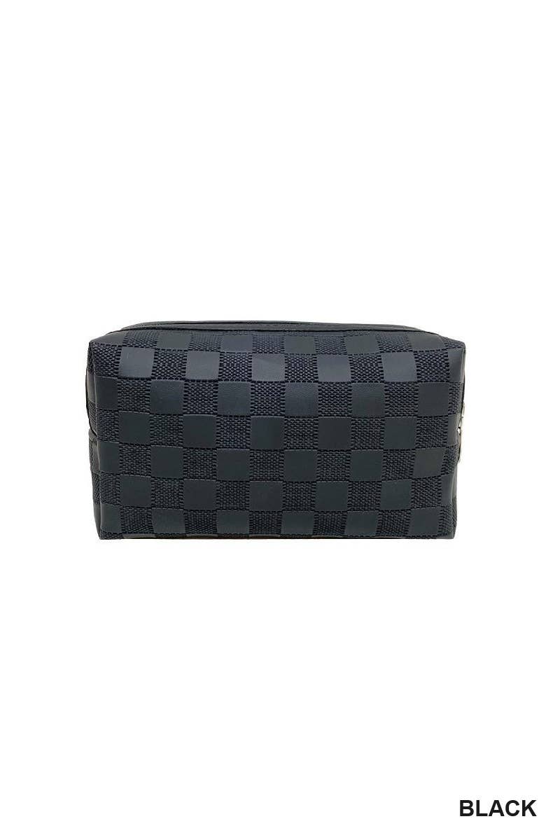 Checkered Monogram Cosmetic Makeup Pouch