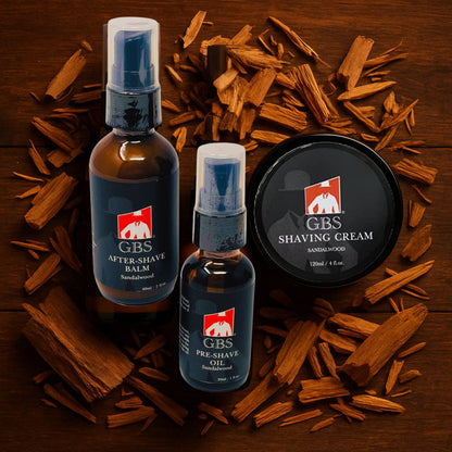 5 Piece shaving Kit - balm, brush, oil, razor, cream & bag