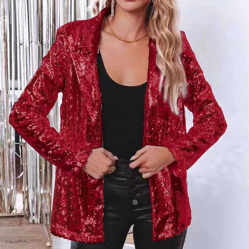 Sequin Lapel Blazer